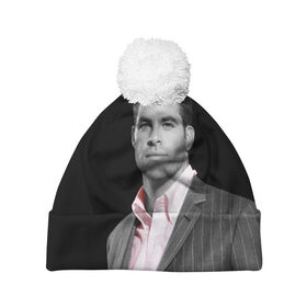 Шапка 3D c помпоном с принтом Крис Пайн в Тюмени, 100% полиэстер | универсальный размер, печать по всей поверхности изделия | celebrity | chris pine | актёр | американский | знаменитость | крис пайн