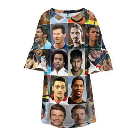 Детское платье 3D с принтом Лучшие футболисты в Тюмени, 100% полиэстер | прямой силуэт, чуть расширенный к низу. Круглая горловина, на рукавах — воланы | великие | звёзды | знаменитости | игроки | легендарные | лучшие | самые крутые | футбол | футболисты | элита