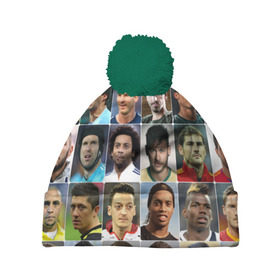 Шапка 3D c помпоном с принтом Лучшие футболисты в Тюмени, 100% полиэстер | универсальный размер, печать по всей поверхности изделия | великие | звёзды | знаменитости | игроки | легендарные | лучшие | самые крутые | футбол | футболисты | элита