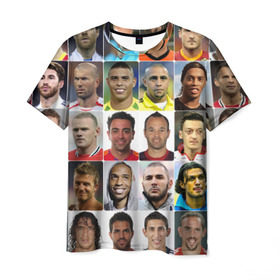 Мужская футболка 3D с принтом Великие футболисты в Тюмени, 100% полиэфир | прямой крой, круглый вырез горловины, длина до линии бедер | Тематика изображения на принте: великие | звёзды | знаменитости | игроки | легендарные | лучшие | самые крутые | футбол | футболисты | элита