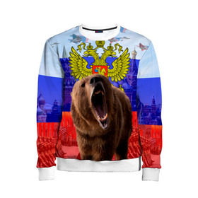 Детский свитшот 3D с принтом Русский медведь и герб в Тюмени, 100% полиэстер | свободная посадка, прямой крой, мягкая тканевая резинка на рукавах и понизу свитшота | герб | медведь | россия | русский | русский медведь