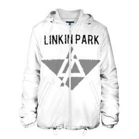 Мужская куртка 3D с принтом Linkin Park в Тюмени, ткань верха — 100% полиэстер, подклад — флис | прямой крой, подол и капюшон оформлены резинкой с фиксаторами, два кармана без застежек по бокам, один большой потайной карман на груди. Карман на груди застегивается на липучку | Тематика изображения на принте: линкин парк
