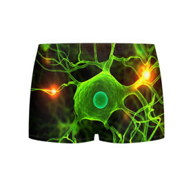 Мужские трусы 3D с принтом Нейрон в Тюмени, 50% хлопок, 50% полиэстер | классическая посадка, на поясе мягкая тканевая резинка | Тематика изображения на принте: клетка