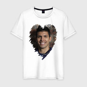 Мужская футболка хлопок с принтом Серхио Агуэро - лучший в Тюмени, 100% хлопок | прямой крой, круглый вырез горловины, длина до линии бедер, слегка спущенное плечо. | Тематика изображения на принте: 