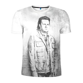Мужская футболка 3D спортивная с принтом Юджин в Тюмени, 100% полиэстер с улучшенными характеристиками | приталенный силуэт, круглая горловина, широкие плечи, сужается к линии бедра | walking dead | зомби | мертвецы | сериал | ходячие