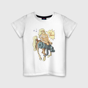 Детская футболка хлопок с принтом Lets get ride в Тюмени, 100% хлопок | круглый вырез горловины, полуприлегающий силуэт, длина до линии бедер | кентавр