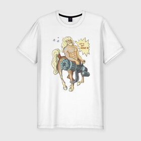 Мужская футболка премиум с принтом Lets get ride в Тюмени, 92% хлопок, 8% лайкра | приталенный силуэт, круглый вырез ворота, длина до линии бедра, короткий рукав | кентавр