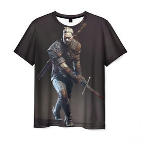 Мужская футболка 3D с принтом Witcher 3 в Тюмени, 100% полиэфир | прямой крой, круглый вырез горловины, длина до линии бедер | Тематика изображения на принте: gerald | wild hunt | witcher | ведьмак | геральд | дикая охота