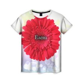 Женская футболка 3D с принтом Елена в Тюмени, 100% полиэфир ( синтетическое хлопкоподобное полотно) | прямой крой, круглый вырез горловины, длина до линии бедер | девушке | елена | имя | лена | любимой | подарок | подарок любимой | подарок на 8 марта | подарок на день рождения | с 8 марта | цветок | цветы
