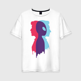 Женская футболка хлопок Oversize с принтом INTERSECTION в Тюмени, 100% хлопок | свободный крой, круглый ворот, спущенный рукав, длина до линии бедер
 | mulder | scully | x files | малдер | материалы | нло | пришельцы | секретные | скалли
