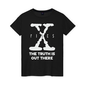 Женская футболка хлопок с принтом X-Files в Тюмени, 100% хлопок | прямой крой, круглый вырез горловины, длина до линии бедер, слегка спущенное плечо | mulder | scully | x files | малдер | материалы | нло | пришельцы | секретные | скалли