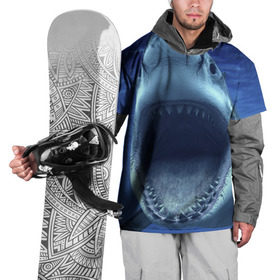 Накидка на куртку 3D с принтом Белая акула в Тюмени, 100% полиэстер |  | shark | море | синий
