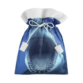 Подарочный 3D мешок с принтом Белая акула в Тюмени, 100% полиэстер | Размер: 29*39 см | Тематика изображения на принте: shark | море | синий