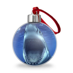 Ёлочный шар с принтом Белая акула в Тюмени, Пластик | Диаметр: 77 мм | Тематика изображения на принте: shark | море | синий