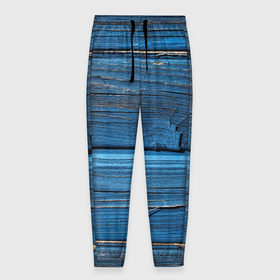 Мужские брюки 3D с принтом Голубые доски в Тюмени, 100% полиэстер | манжеты по низу, эластичный пояс регулируется шнурком, по бокам два кармана без застежек, внутренняя часть кармана из мелкой сетки | дерево | доска | природа | стена | текстура