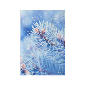 Обложка для паспорта матовая кожа с принтом Снежные иголки в Тюмени, натуральная матовая кожа | размер 19,3 х 13,7 см; прозрачные пластиковые крепления | дед мороз | елка | ель | зима | иголки | новый год | снег