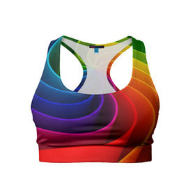 Женский спортивный топ 3D с принтом Радуга цвета в Тюмени, 82% полиэстер, 18% спандекс Ткань безопасна для здоровья, позволяет коже дышать, не мнется и не растягивается |  | гамма | зеленый | красный | радуга | синий | цвет