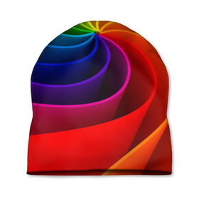 Шапка 3D с принтом Радуга цвета в Тюмени, 100% полиэстер | универсальный размер, печать по всей поверхности изделия | гамма | зеленый | красный | радуга | синий | цвет