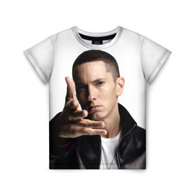 Детская футболка 3D с принтом Eminem в Тюмени, 100% гипоаллергенный полиэфир | прямой крой, круглый вырез горловины, длина до линии бедер, чуть спущенное плечо, ткань немного тянется | eminem | music | rap | usa | музыка | рэп | сша | эминем
