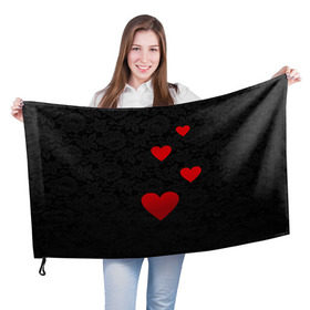 Флаг 3D с принтом Кружево и седца в Тюмени, 100% полиэстер | плотность ткани — 95 г/м2, размер — 67 х 109 см. Принт наносится с одной стороны | dg | dolce | gabbana | габбана | дольче | любовь | сердечко