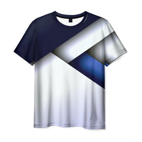 Мужская футболка 3D с принтом Geometria в Тюмени, 100% полиэфир | прямой крой, круглый вырез горловины, длина до линии бедер | blue | geometrical | геометрия | кубики | линии | текстуры