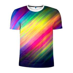 Мужская футболка 3D спортивная с принтом Радужные полосы в Тюмени, 100% полиэстер с улучшенными характеристиками | приталенный силуэт, круглая горловина, широкие плечи, сужается к линии бедра | линии | новые | полосы | прикольные | радуга | текстуры