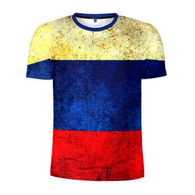 Мужская футболка 3D спортивная с принтом Триколор в Тюмени, 100% полиэстер с улучшенными характеристиками | приталенный силуэт, круглая горловина, широкие плечи, сужается к линии бедра | new | краска | патриот | прикольные | русский | триколор