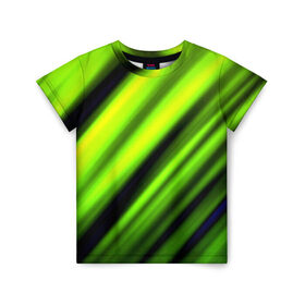 Детская футболка 3D с принтом Green fon в Тюмени, 100% гипоаллергенный полиэфир | прямой крой, круглый вырез горловины, длина до линии бедер, чуть спущенное плечо, ткань немного тянется | Тематика изображения на принте: линии | новые | полосы | популярные | прикольные | текстуры