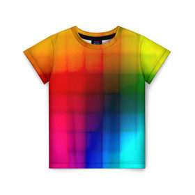 Детская футболка 3D с принтом Кубики в Тюмени, 100% гипоаллергенный полиэфир | прямой крой, круглый вырез горловины, длина до линии бедер, чуть спущенное плечо, ткань немного тянется | градиент | разноцветный | цвета | яркий