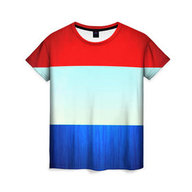 Женская футболка 3D с принтом Триколор в Тюмени, 100% полиэфир ( синтетическое хлопкоподобное полотно) | прямой крой, круглый вырез горловины, длина до линии бедер | new | краска | патриот | полосы | прикольные | триколор