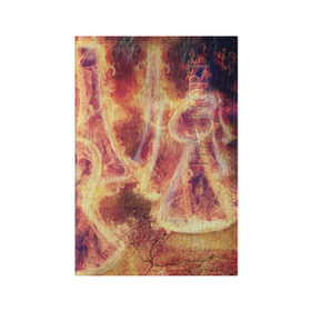 Обложка для паспорта матовая кожа с принтом Фигуры из пламени в Тюмени, натуральная матовая кожа | размер 19,3 х 13,7 см; прозрачные пластиковые крепления | Тематика изображения на принте: пламя
