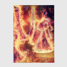 Постер с принтом Фигуры из пламени в Тюмени, 100% бумага
 | бумага, плотность 150 мг. Матовая, но за счет высокого коэффициента гладкости имеет небольшой блеск и дает на свету блики, но в отличии от глянцевой бумаги не покрыта лаком | пламя
