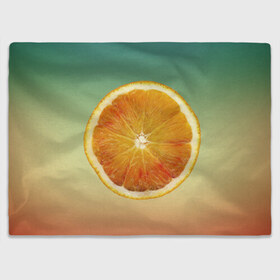 Плед 3D с принтом Апельсиновый рай в Тюмени, 100% полиэстер | закругленные углы, все края обработаны. Ткань не мнется и не растягивается | апельсин | градиент | жёлтый | зелёный | оранжевый