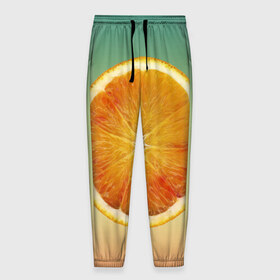 Мужские брюки 3D с принтом Апельсиновый рай в Тюмени, 100% полиэстер | манжеты по низу, эластичный пояс регулируется шнурком, по бокам два кармана без застежек, внутренняя часть кармана из мелкой сетки | апельсин | градиент | жёлтый | зелёный | оранжевый