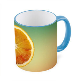 Кружка 3D с принтом Апельсиновый рай в Тюмени, керамика | ёмкость 330 мл | Тематика изображения на принте: апельсин | градиент | жёлтый | зелёный | оранжевый