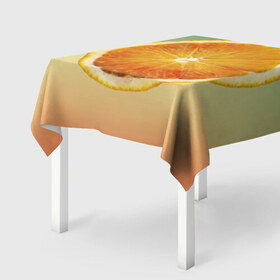 Скатерть 3D с принтом Апельсиновый рай в Тюмени, 100% полиэстер (ткань не мнется и не растягивается) | Размер: 150*150 см | апельсин | градиент | жёлтый | зелёный | оранжевый