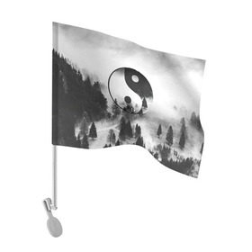 Флаг для автомобиля с принтом Гармония в Тюмени, 100% полиэстер | Размер: 30*21 см | белое | гармония | инь | природа | черное | янь