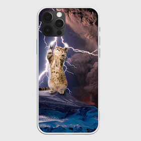Чехол для iPhone 12 Pro Max с принтом Кот и молния в Тюмени, Силикон |  | Тематика изображения на принте: буря | гроза | кот | котенок | молния | облака