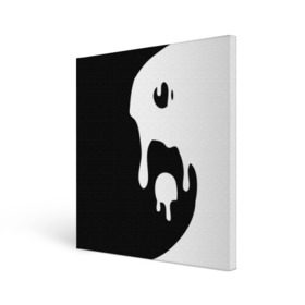 Холст квадратный с принтом Инь Янь в Тюмени, 100% ПВХ |  | белое | гармония | инь | краска | черное | янь