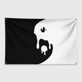 Флаг-баннер с принтом Инь Янь в Тюмени, 100% полиэстер | размер 67 х 109 см, плотность ткани — 95 г/м2; по краям флага есть четыре люверса для крепления | белое | гармония | инь | краска | черное | янь
