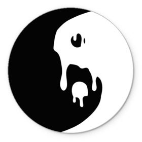 Коврик круглый с принтом Инь Янь в Тюмени, резина и полиэстер | круглая форма, изображение наносится на всю лицевую часть | белое | гармония | инь | краска | черное | янь