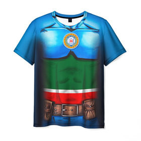 Мужская футболка 3D с принтом Капитан Чечня в Тюмени, 100% полиэфир | прямой крой, круглый вырез горловины, длина до линии бедер | Тематика изображения на принте: 95 | капитан | супергерой | флаг | чеченец