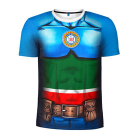 Мужская футболка 3D спортивная с принтом Капитан Чечня в Тюмени, 100% полиэстер с улучшенными характеристиками | приталенный силуэт, круглая горловина, широкие плечи, сужается к линии бедра | Тематика изображения на принте: 95 | капитан | супергерой | флаг | чеченец