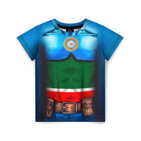 Детская футболка 3D с принтом Капитан Чечня в Тюмени, 100% гипоаллергенный полиэфир | прямой крой, круглый вырез горловины, длина до линии бедер, чуть спущенное плечо, ткань немного тянется | 95 | капитан | супергерой | флаг | чеченец
