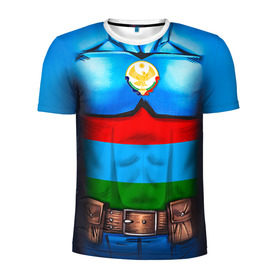 Мужская футболка 3D спортивная с принтом Капитан Дагестан в Тюмени, 100% полиэстер с улучшенными характеристиками | приталенный силуэт, круглая горловина, широкие плечи, сужается к линии бедра | 05 | даг | дагестанец | капитан | супергерой | флаг