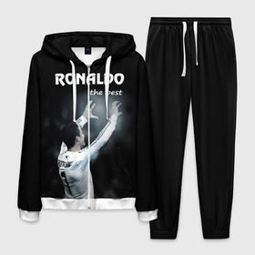 Мужской костюм 3D с принтом RONALDO the best в Тюмени, 100% полиэстер | Манжеты и пояс оформлены тканевой резинкой, двухслойный капюшон со шнурком для регулировки, карманы спереди | real madrid | ronaldo | реал | роналдо | футбол