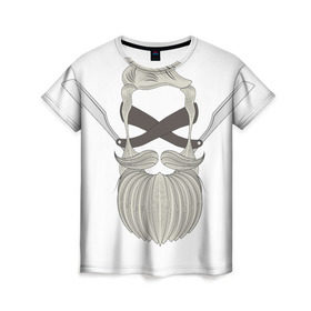 Женская футболка 3D с принтом Хипстер стайл в Тюмени, 100% полиэфир ( синтетическое хлопкоподобное полотно) | прямой крой, круглый вырез горловины, длина до линии бедер | борода | бритва | усы | хипстер