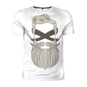 Мужская футболка 3D спортивная с принтом Хипстер стайл в Тюмени, 100% полиэстер с улучшенными характеристиками | приталенный силуэт, круглая горловина, широкие плечи, сужается к линии бедра | борода | бритва | усы | хипстер