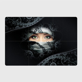 Магнитный плакат 3Х2 с принтом Восточная девушка в Тюмени, Полимерный материал с магнитным слоем | 6 деталей размером 9*9 см | взгляд | восточная девушка | глаза | красивая | никаб | орнамент | узоры | хиджаб
