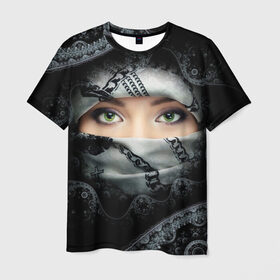 Мужская футболка 3D с принтом Восточная девушка в Тюмени, 100% полиэфир | прямой крой, круглый вырез горловины, длина до линии бедер | взгляд | восточная девушка | глаза | красивая | никаб | орнамент | узоры | хиджаб